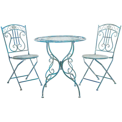 SAFAVIEH Outdoor Living Semly Victorian Iron 3-Piece Patio Bistro Set - 17W x 21D x 36H