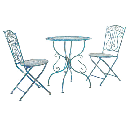 SAFAVIEH Outdoor Living Semly Victorian Iron 3-Piece Patio Bistro Set - 17W x 21D x 36H