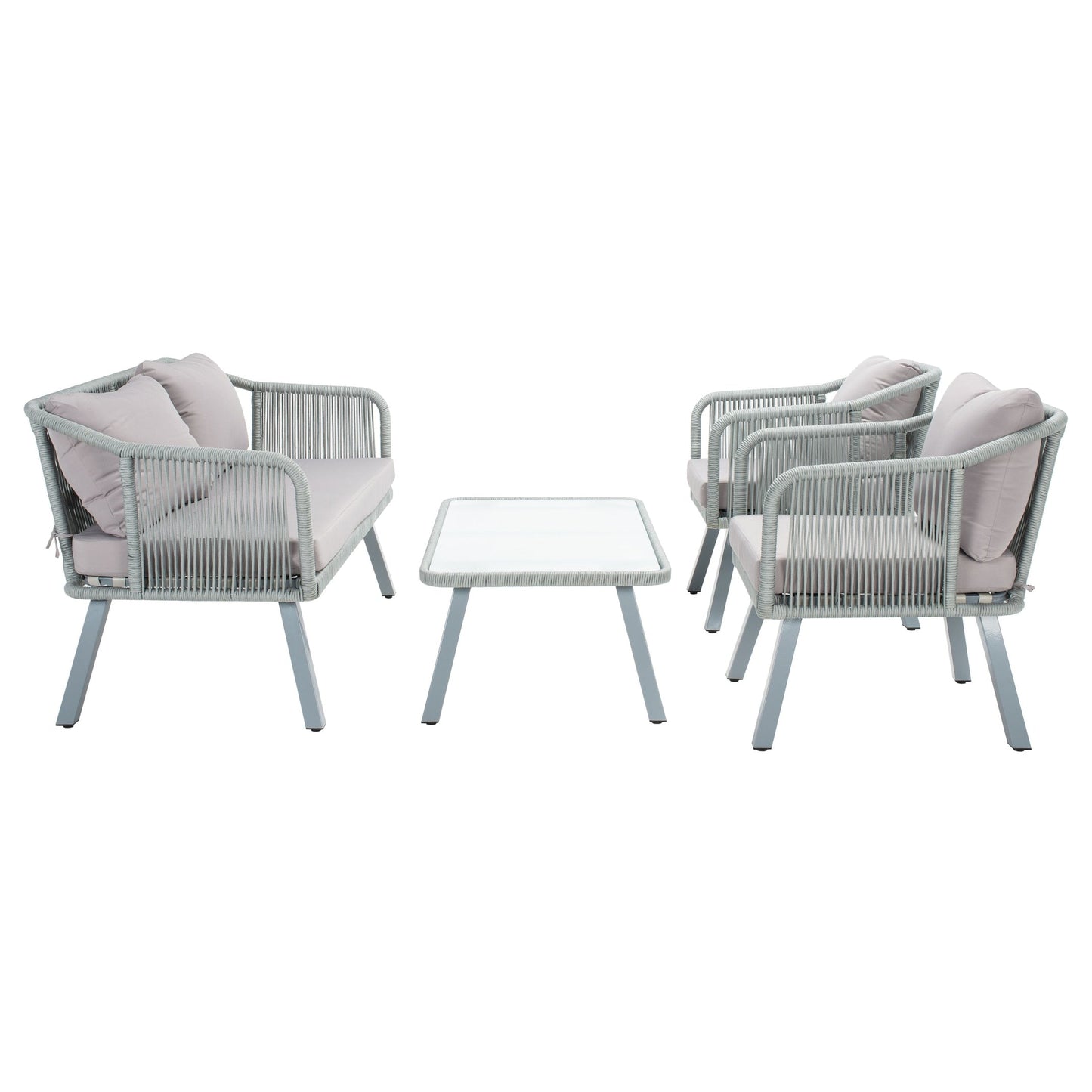 SAFAVIEH Outdoor Living Torsla 4-Piece Rope Patio Set - 52W x 26D x 30H