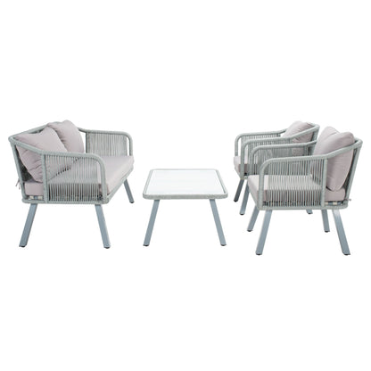 SAFAVIEH Outdoor Living Torsla 4-Piece Rope Patio Set - 52W x 26D x 30H