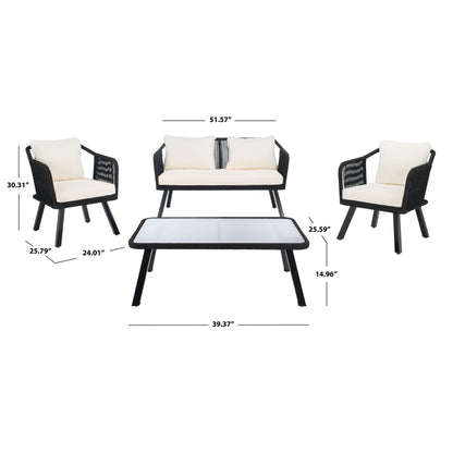 SAFAVIEH Outdoor Living Torsla 4-Piece Rope Patio Set - 52W x 26D x 30H