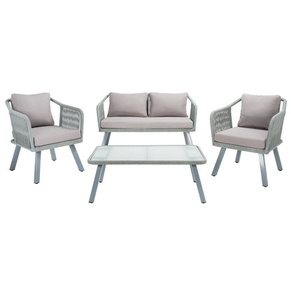 SAFAVIEH Outdoor Living Torsla 4-Piece Rope Patio Set - 52W x 26D x 30H