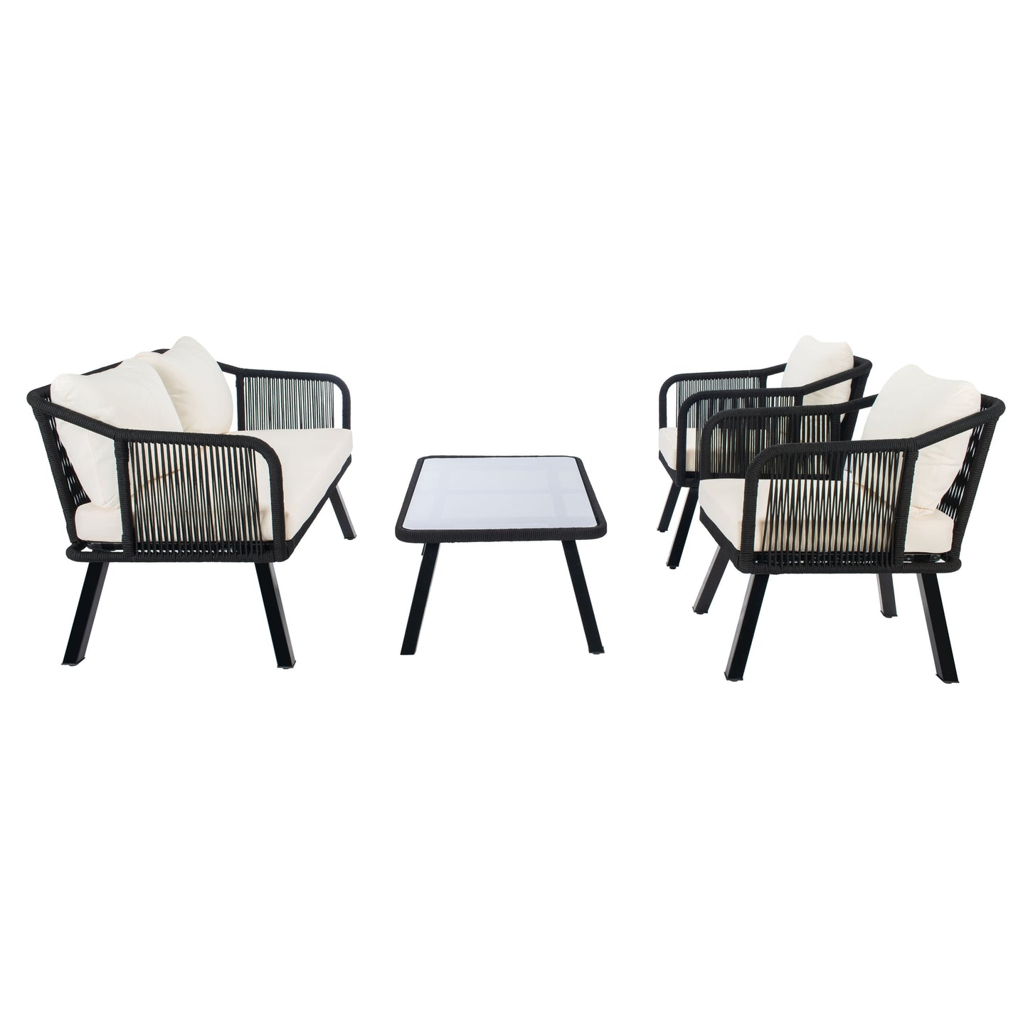 SAFAVIEH Outdoor Living Torsla 4-Piece Rope Patio Set - 52W x 26D x 30H