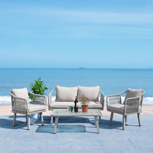 SAFAVIEH Outdoor Living Torsla 4-Piece Rope Patio Set - 52W x 26D x 30H
