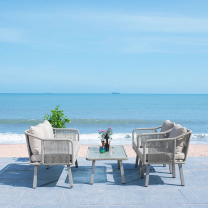 SAFAVIEH Outdoor Living Torsla 4-Piece Rope Patio Set - 52W x 26D x 30H