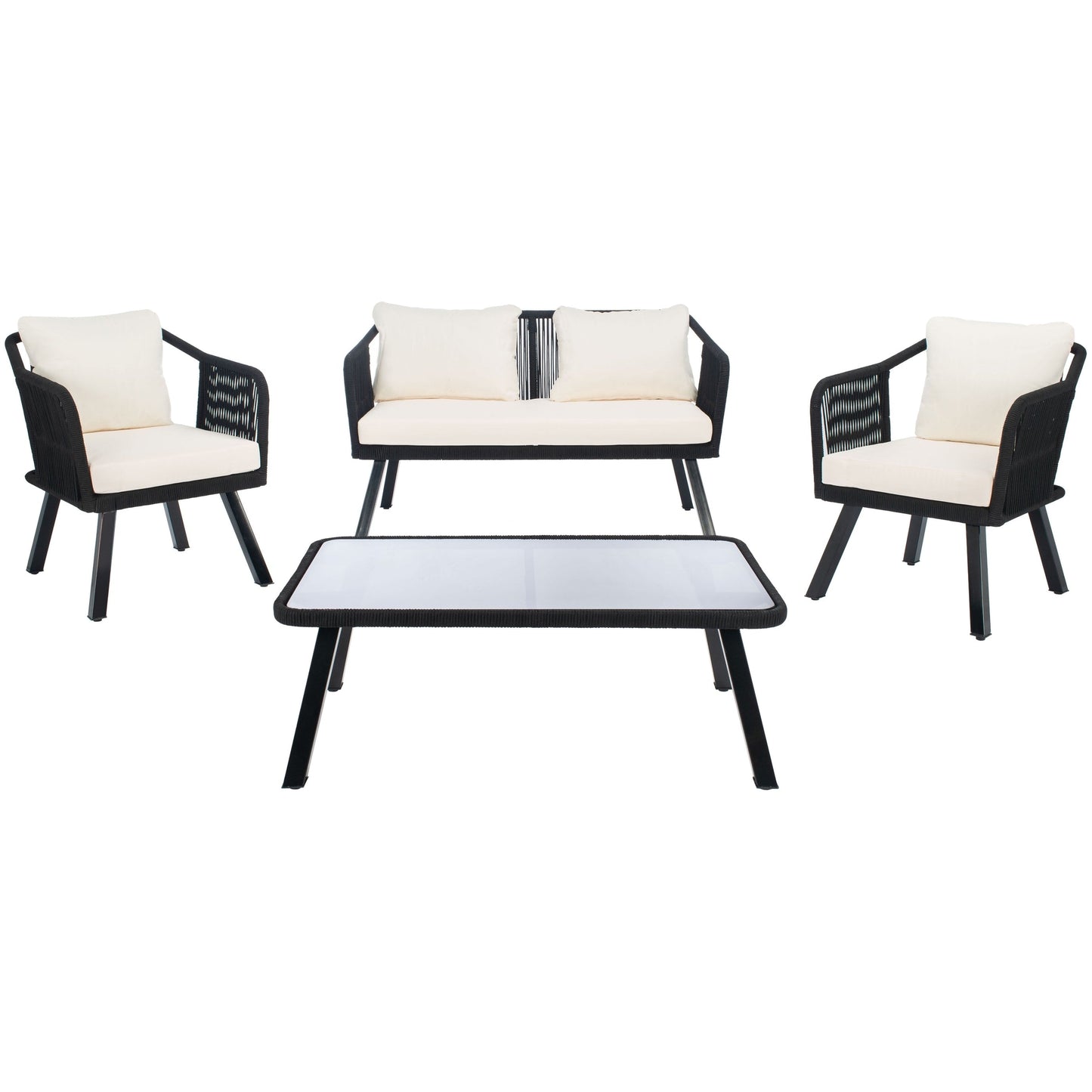 SAFAVIEH Outdoor Living Torsla 4-Piece Rope Patio Set - 52W x 26D x 30H