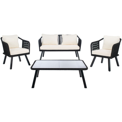 SAFAVIEH Outdoor Living Torsla 4-Piece Rope Patio Set - 52W x 26D x 30H