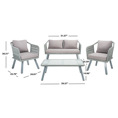 SAFAVIEH Outdoor Living Torsla 4-Piece Rope Patio Set - 52W x 26D x 30H