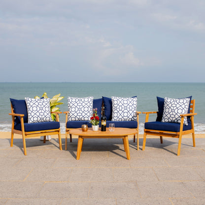 SAFAVIEH Outdoor Lupe 4-Piece Conversation Patio Set - 49W x 31D x 30H