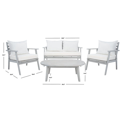 SAFAVIEH Outdoor Lupe 4-Piece Conversation Patio Set - 49W x 31D x 30H