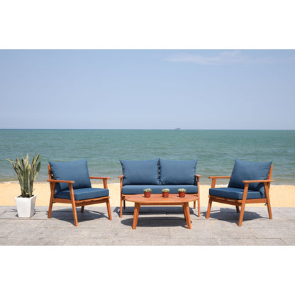 SAFAVIEH Outdoor Lupe 4-Piece Conversation Patio Set - 49W x 31D x 30H