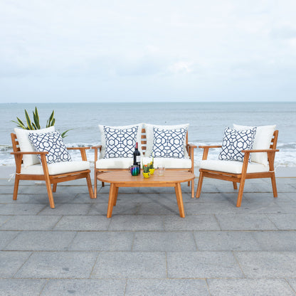 SAFAVIEH Outdoor Lupe 4-Piece Conversation Patio Set - 49W x 31D x 30H