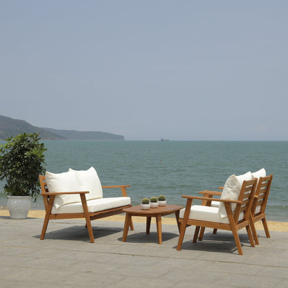 SAFAVIEH Outdoor Lupe 4-Piece Conversation Patio Set - 49W x 31D x 30H