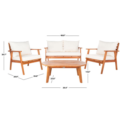 SAFAVIEH Outdoor Lupe 4-Piece Conversation Patio Set - 49W x 31D x 30H