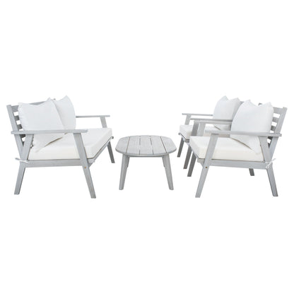 SAFAVIEH Outdoor Lupe 4-Piece Conversation Patio Set - 49W x 31D x 30H