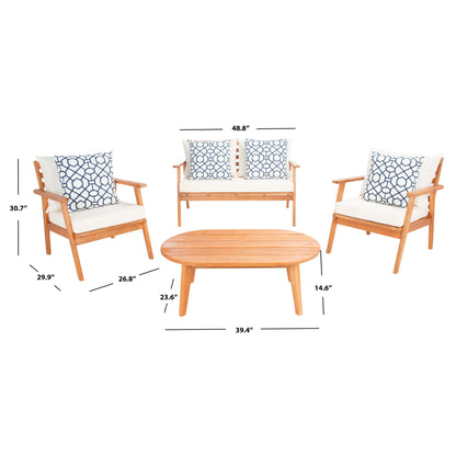 SAFAVIEH Outdoor Lupe 4-Piece Conversation Patio Set - 49W x 31D x 30H