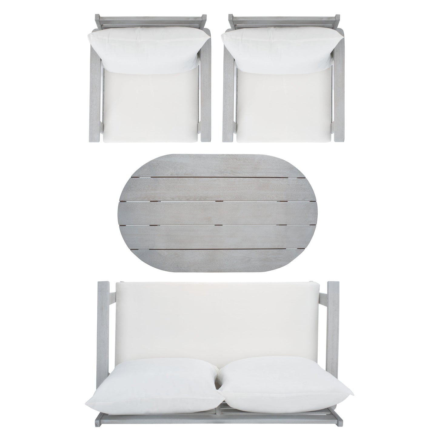 SAFAVIEH Outdoor Lupe 4-Piece Conversation Patio Set - 49W x 31D x 30H