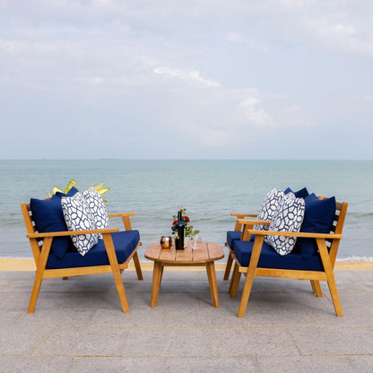 SAFAVIEH Outdoor Lupe 4-Piece Conversation Patio Set - 49W x 31D x 30H