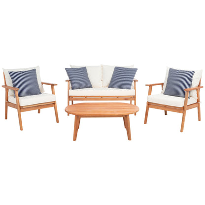 SAFAVIEH Outdoor Lupe 4-Piece Conversation Patio Set - 49W x 31D x 30H