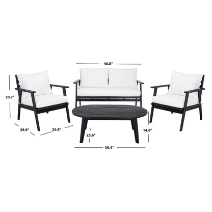 SAFAVIEH Outdoor Lupe 4-Piece Conversation Patio Set - 49W x 31D x 30H