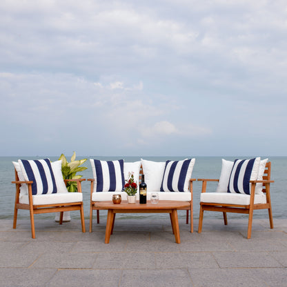 SAFAVIEH Outdoor Lupe 4-Piece Conversation Patio Set - 49W x 31D x 30H