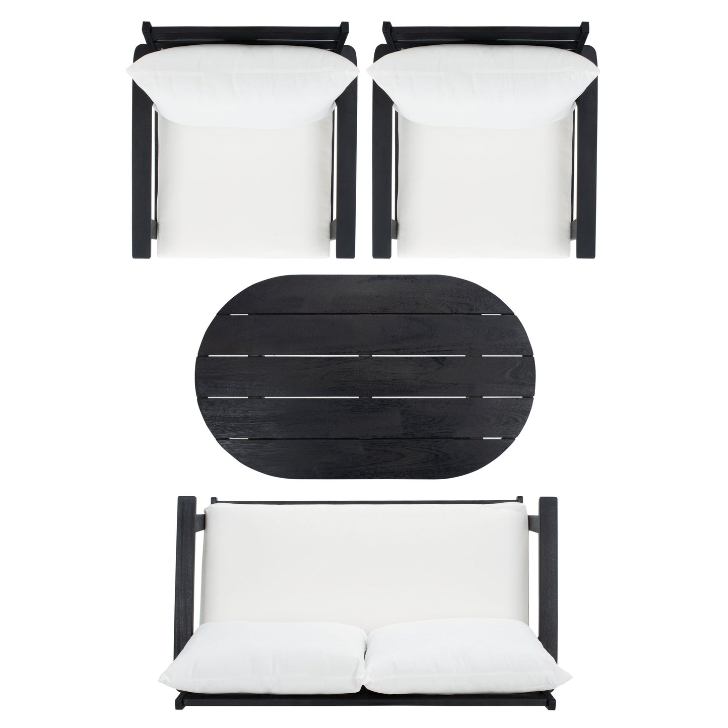 SAFAVIEH Outdoor Lupe 4-Piece Conversation Patio Set - 49W x 31D x 30H