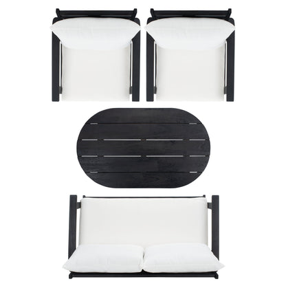 SAFAVIEH Outdoor Lupe 4-Piece Conversation Patio Set - 49W x 31D x 30H