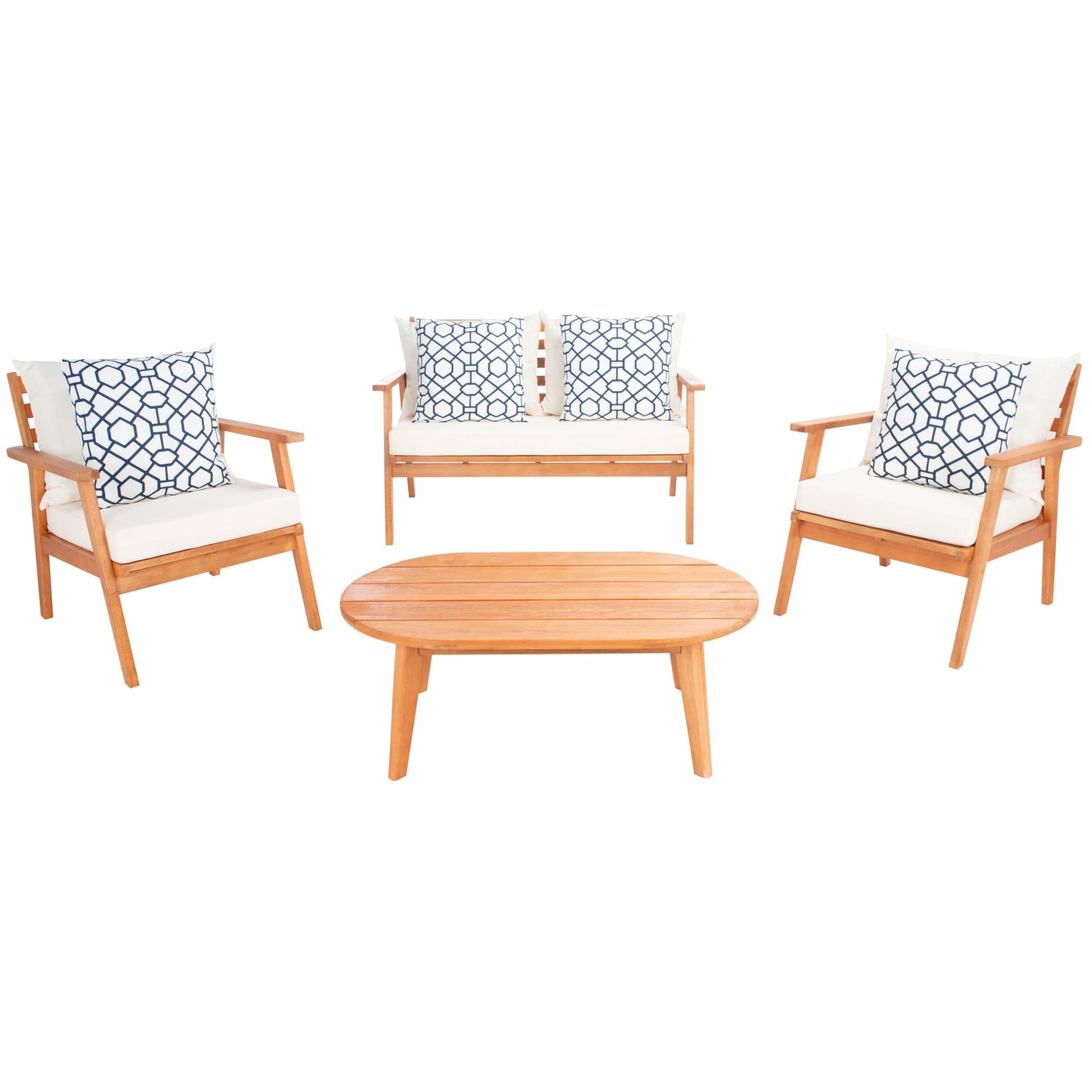 SAFAVIEH Outdoor Lupe 4-Piece Conversation Patio Set - 49W x 31D x 30H
