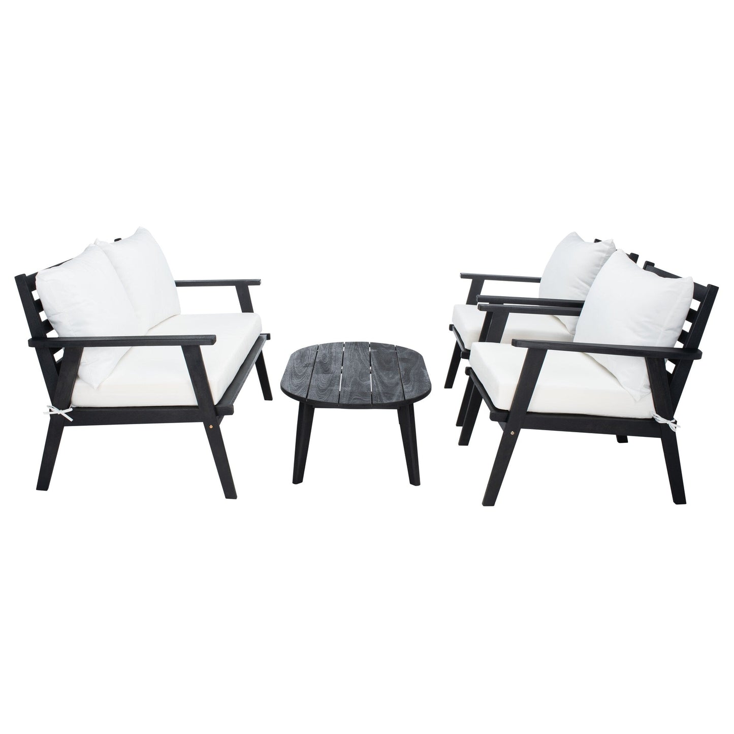 SAFAVIEH Outdoor Lupe 4-Piece Conversation Patio Set - 49W x 31D x 30H