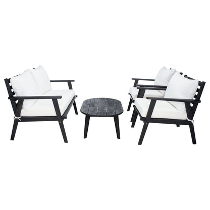 SAFAVIEH Outdoor Lupe 4-Piece Conversation Patio Set - 49W x 31D x 30H