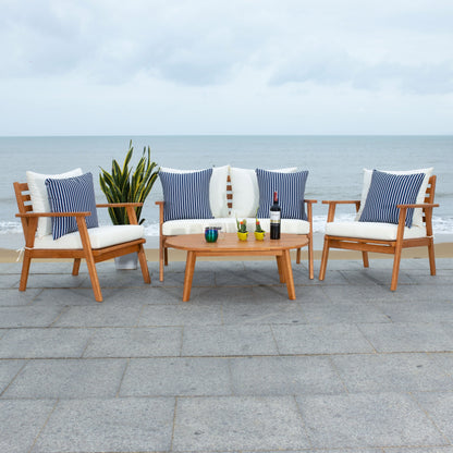 SAFAVIEH Outdoor Lupe 4-Piece Conversation Patio Set - 49W x 31D x 30H
