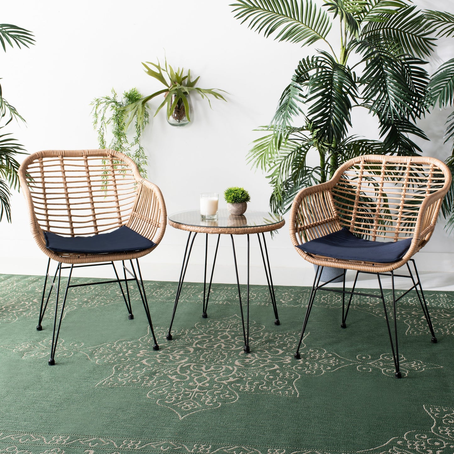 SAFAVIEH Outdoor Montserrat 3-Piece Lounge Set - 22Wx27Dx32H