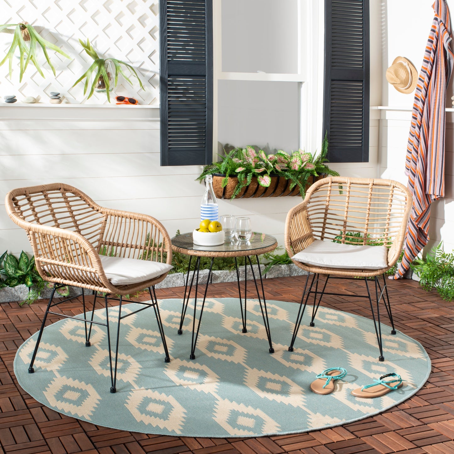 SAFAVIEH Outdoor Montserrat 3-Piece Lounge Set - 22Wx27Dx32H