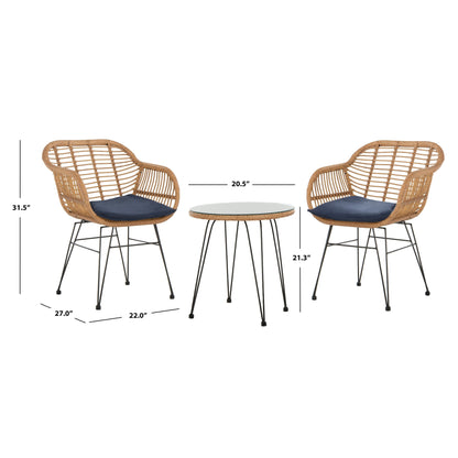 SAFAVIEH Outdoor Montserrat 3-Piece Lounge Set - 22Wx27Dx32H