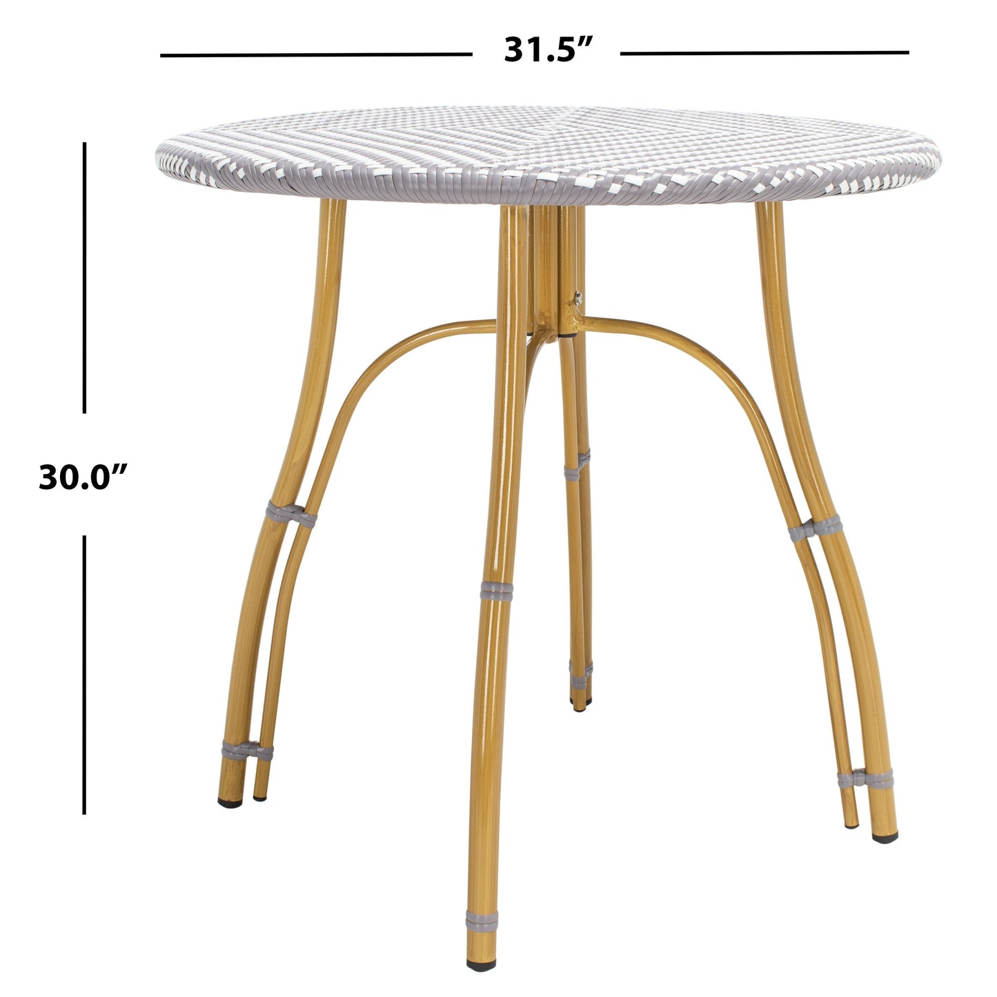 SAFAVIEH Outdoor Myah Rattan Bistro Table - 31.5 W x 31.5 L x 30 H - 32Wx32Dx30H