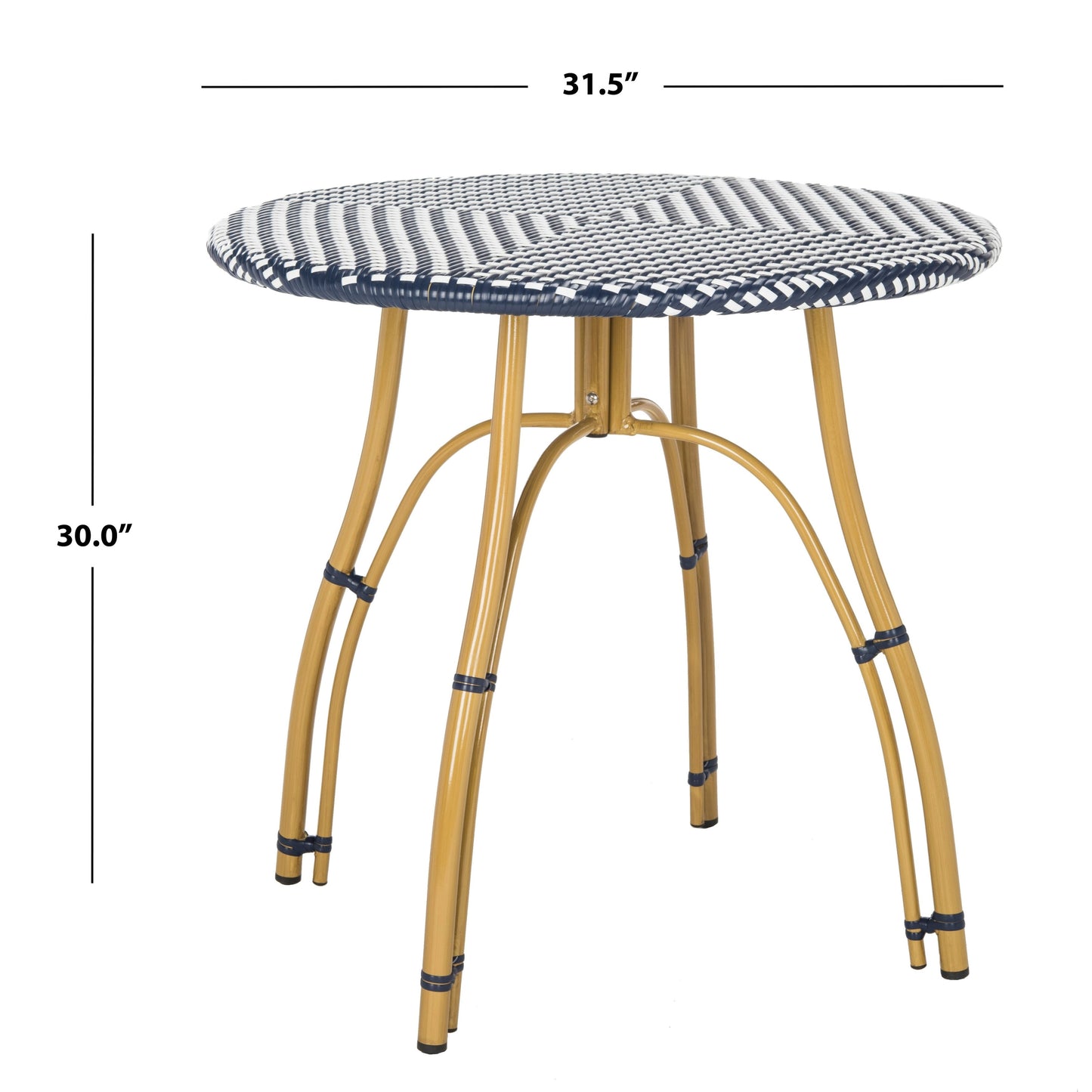 SAFAVIEH Outdoor Myah Rattan Bistro Table - 31.5 W x 31.5 L x 30 H - 32Wx32Dx30H