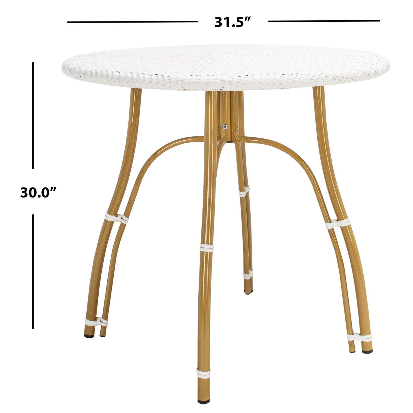 SAFAVIEH Outdoor Myah Rattan Bistro Table - 31.5 W x 31.5 L x 30 H - 32Wx32Dx30H