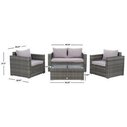 SAFAVIEH Outdoor Natalee Wicker 4-Piece Patio Set - 50W x 27D x 28H