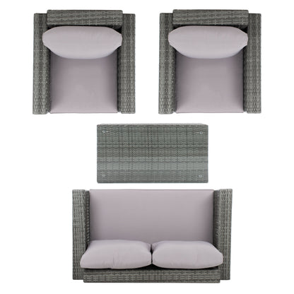 SAFAVIEH Outdoor Natalee Wicker 4-Piece Patio Set - 50W x 27D x 28H