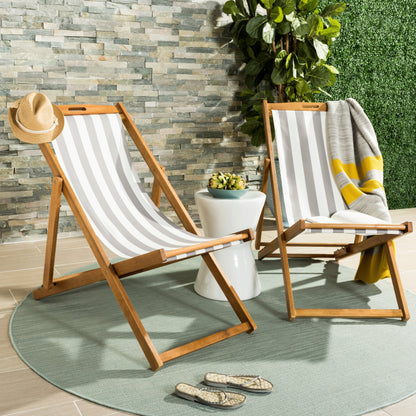 SAFAVIEH Outdoor Natalya Foldable Sling Chair (Set of 2) - 24W x 34D x 41H