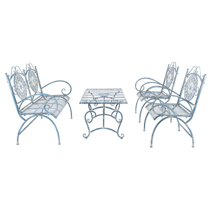 SAFAVIEH Outdoor Nyasia Victorian Scroll Iron 4-Piece Patio Set - 45W x 39D x 22H