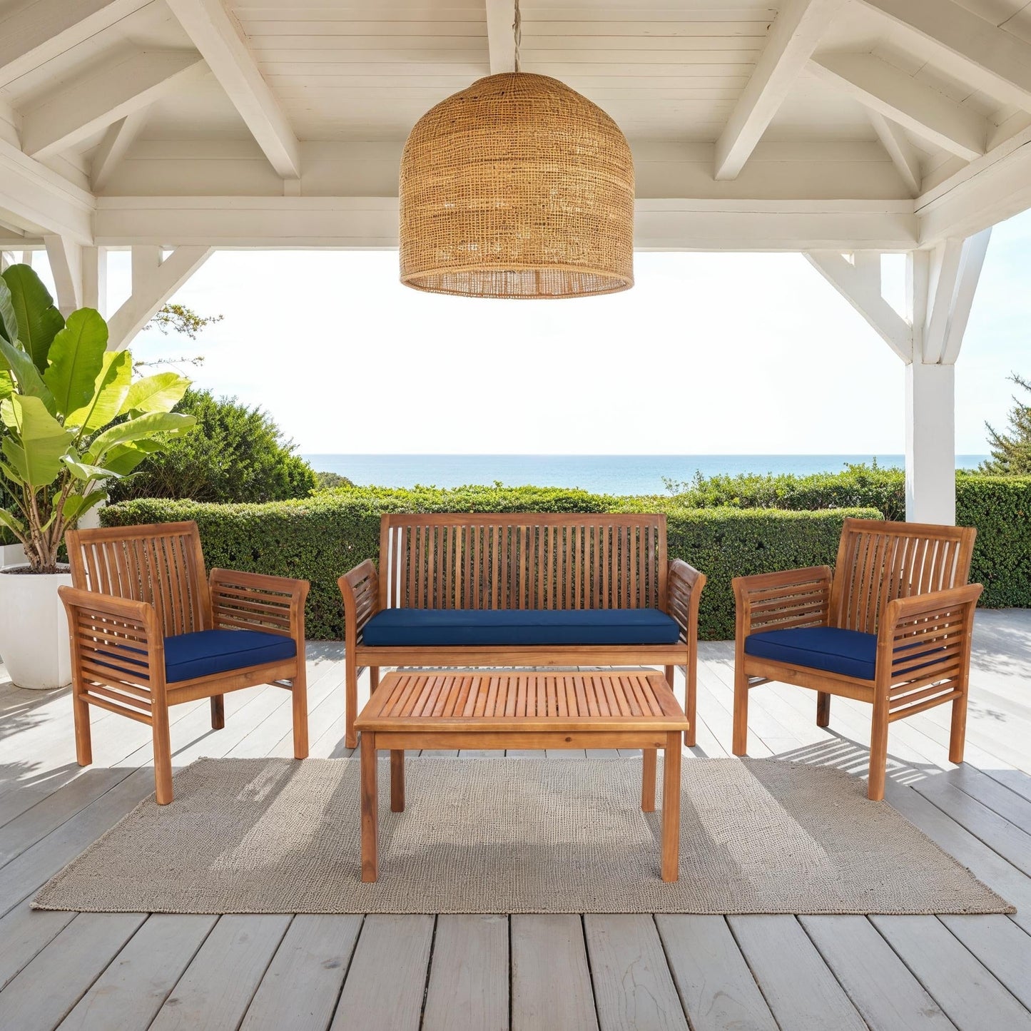 SAFAVIEH Outdoor Pieternel 4-Piece Outdoor Set - 50W x 30D x 24H