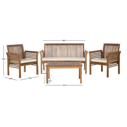 SAFAVIEH Outdoor Pieternel 4-Piece Outdoor Set - 50W x 30D x 24H
