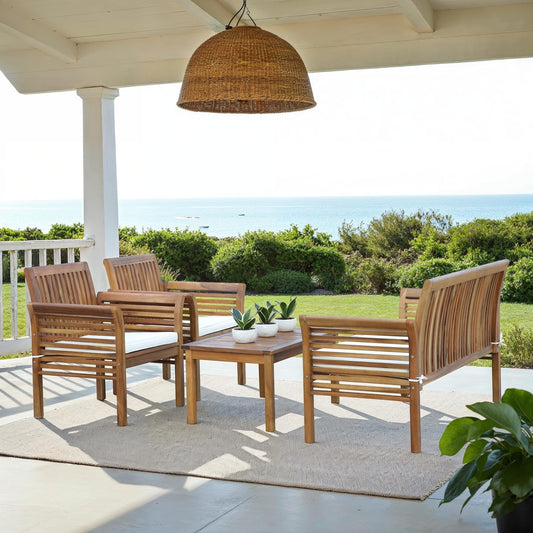 SAFAVIEH Outdoor Pieternel 4-Piece Outdoor Set - 50W x 30D x 24H