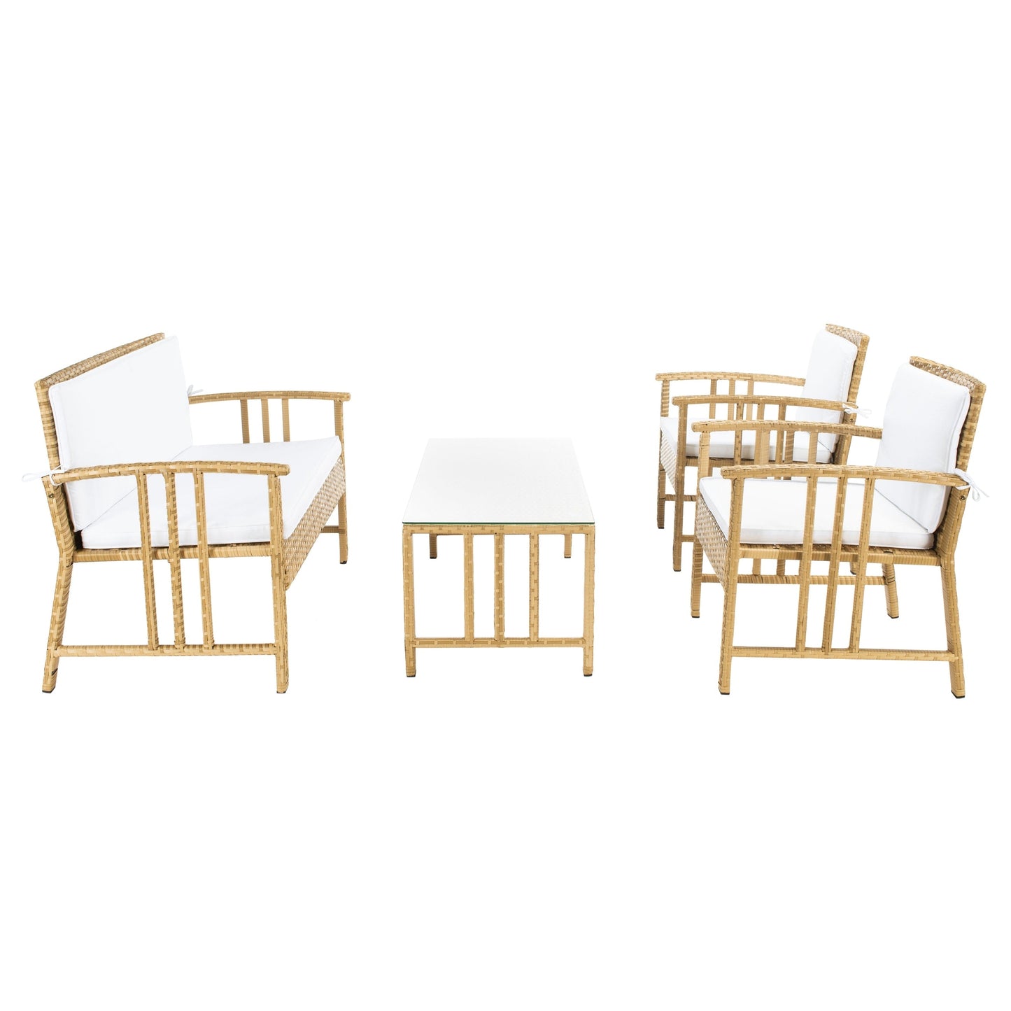 SAFAVIEH Outdoor Reslor 4-Piece Wicker Living Set - 43W x 26D x 31H