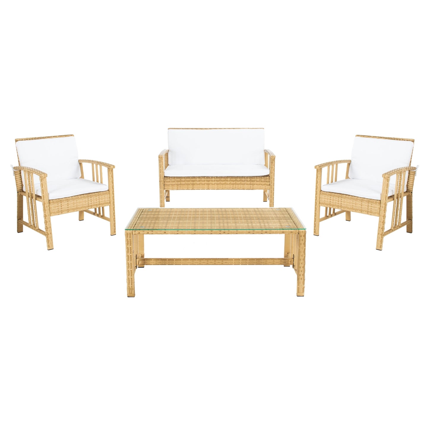 SAFAVIEH Outdoor Reslor 4-Piece Wicker Living Set - 43W x 26D x 31H