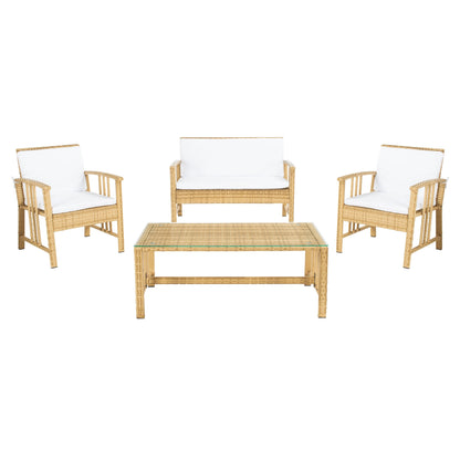 SAFAVIEH Outdoor Reslor 4-Piece Wicker Living Set - 43W x 26D x 31H