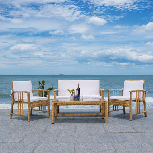 SAFAVIEH Outdoor Reslor 4-Piece Wicker Living Set - 43W x 26D x 31H