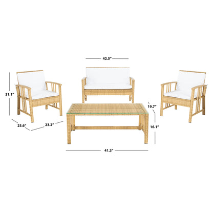 SAFAVIEH Outdoor Reslor 4-Piece Wicker Living Set - 43W x 26D x 31H