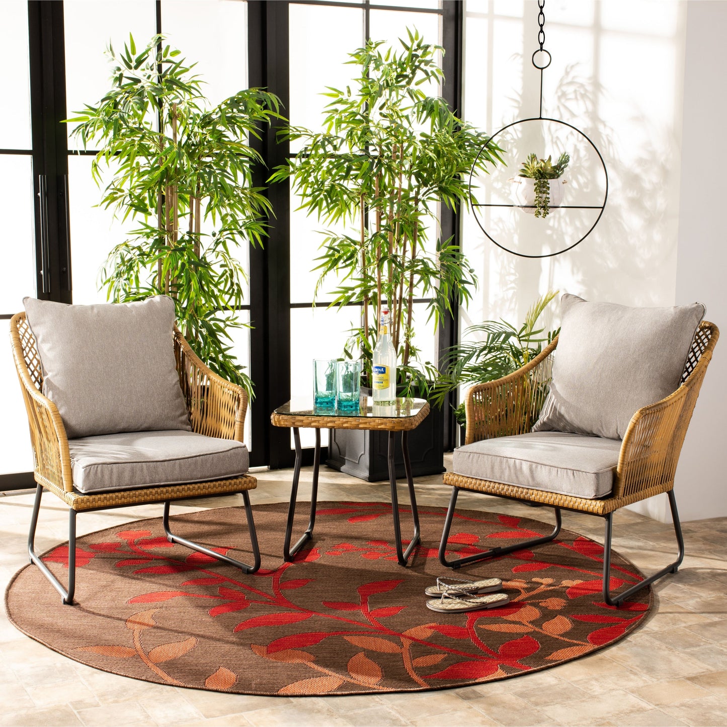 SAFAVIEH Outdoor Rihanna 3-Piece Lounge Set - 19Wx19Dx19H